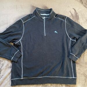 Tommy Bahama Sweater Men’s 2XL Black Tobago Bay Half Zip Pullover